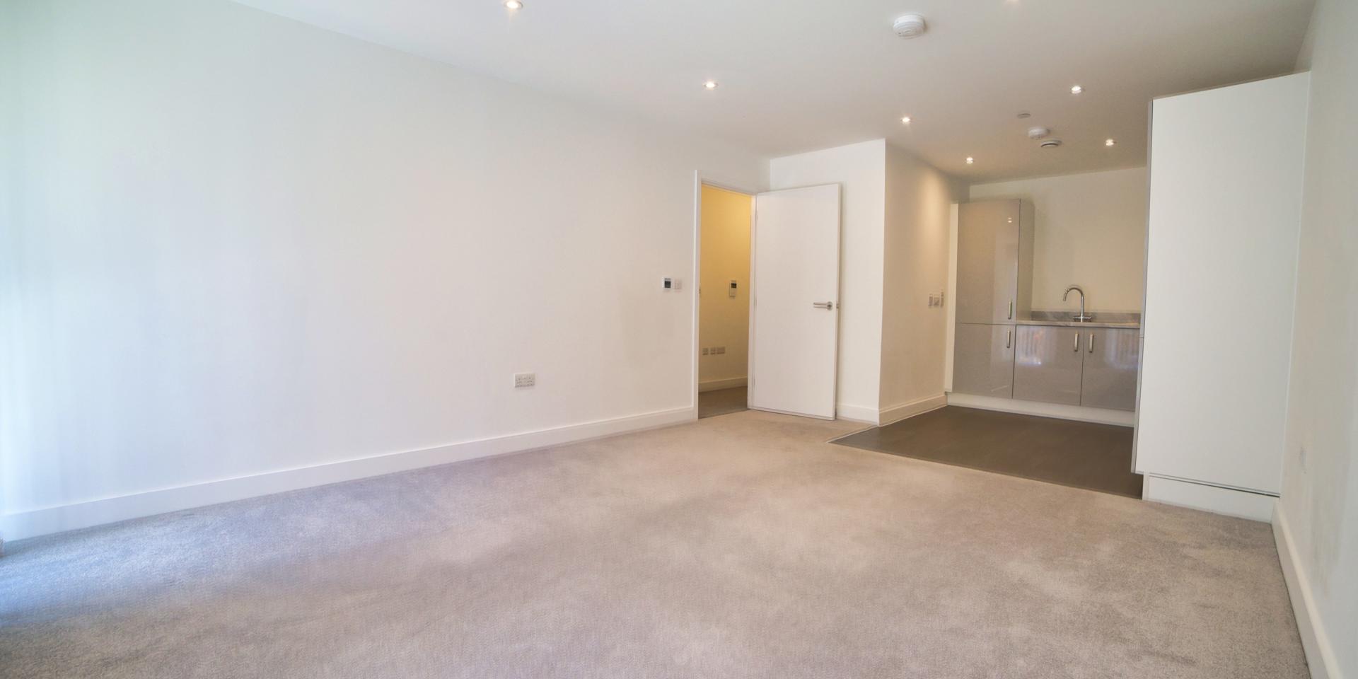 The living space is open plan which includes a kitchen, dining area and living room